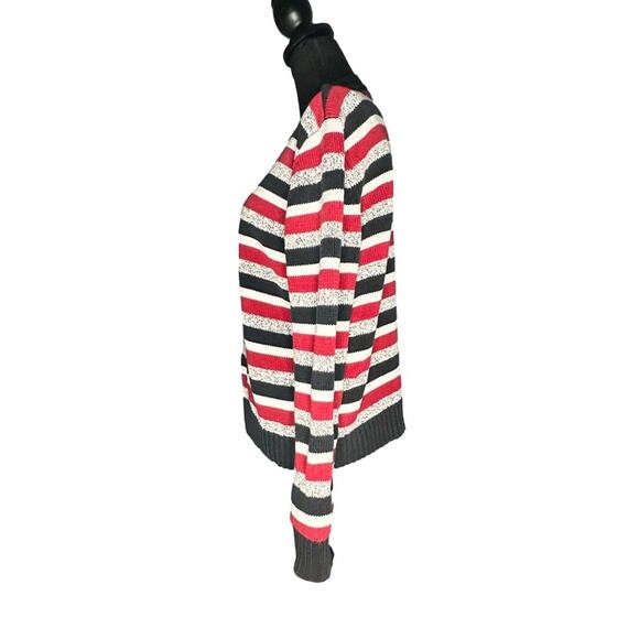 Liz Claiborne LizSport Black Red Striped Cardigan – Classic Retro Style - Picture 2 of 8